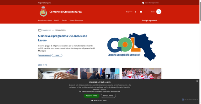 Security scan screenshot of https://www.comune.grottaminarda.av.it/it