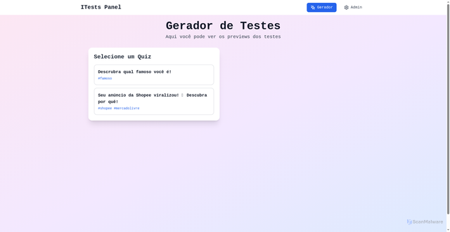 Security scan screenshot of https://itest-painel.pages.dev/