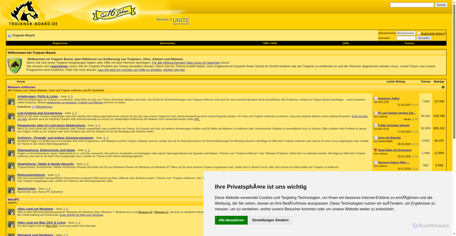 Security scan screenshot of https://www.trojaner-board.de