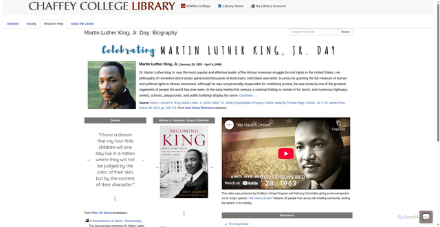 Security scan screenshot of https://libguides.chaffey.edu/mlk