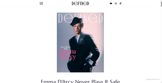Security scan screenshot of https://www.definedmagazine.com/emma-d-arcy