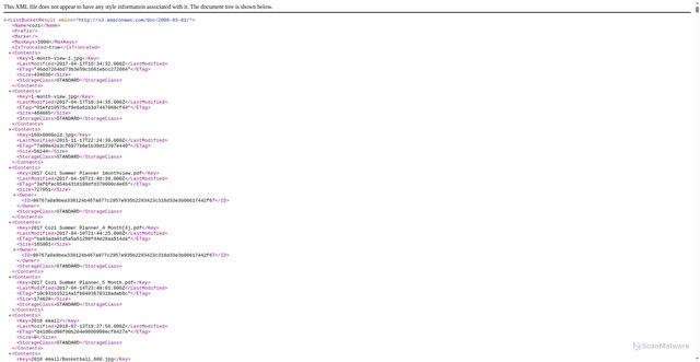 Security scan screenshot of https://cozi.s3.amazonaws.com