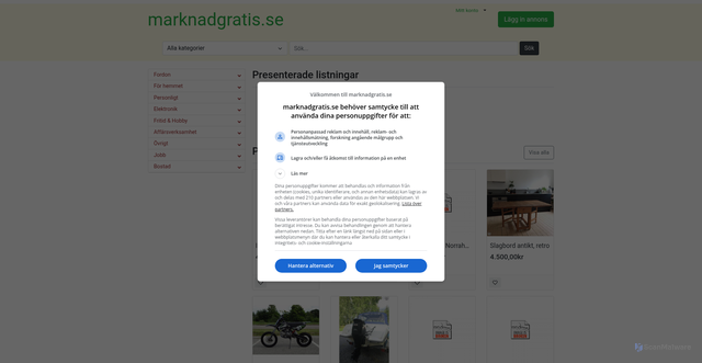Security scan screenshot of https://marknadgratis.se