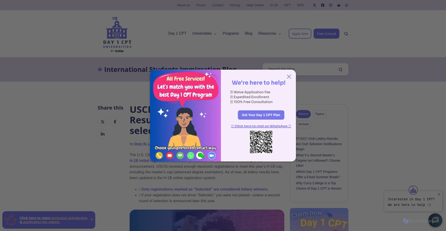 Security scan screenshot of https://day1cptuniversities.com/blog/fy2026-h1b-lottery-results