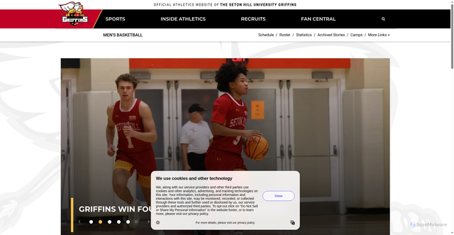 Security scan screenshot of https://athletics.setonhill.edu/sports/mens-basketball