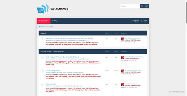 Security scan screenshot of https://forum.pdf-xchange.com