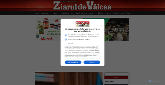 Security scan screenshot of https://ziaruldevalcea.ro