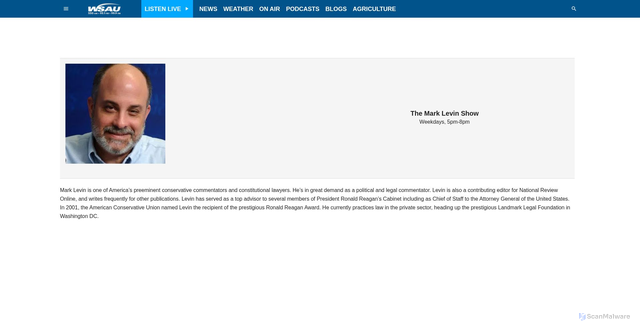 Security scan screenshot of https://wsau.com/shows-mark-levin/