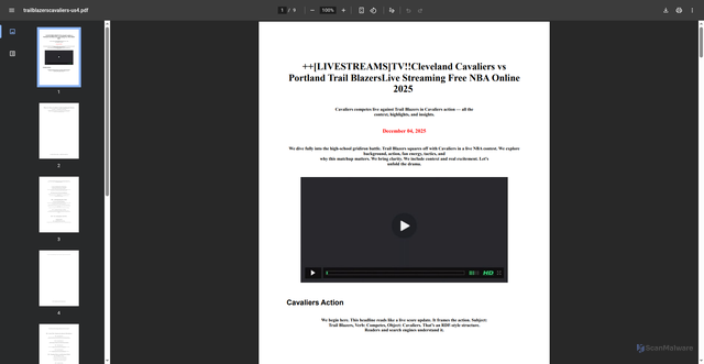 Security scan screenshot of https://texasetv.com/wp-content/uploads/formidable/7/trailblazerscavaliers-us4.pdf