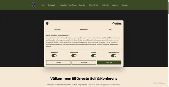 Security scan screenshot of https://orrestagolf.se/