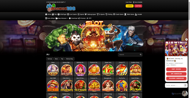 Security scan screenshot of https://ndxbansos188.com/desktop/game/slot/jili