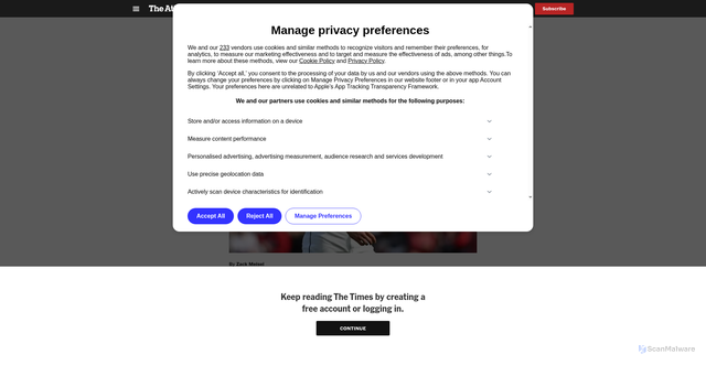 Security scan screenshot of https://www.nytimes.com/athletic/5847521/2024/10/17/guardians-cade-smith-postseason-success/