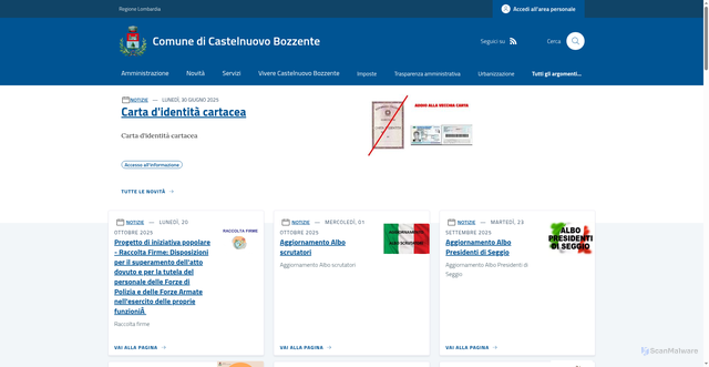 Security scan screenshot of https://www.comune.castelnuovobozzente.co.it/