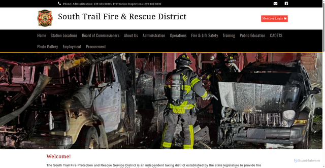 Security scan screenshot of https://www.southtrailfirefl.gov/