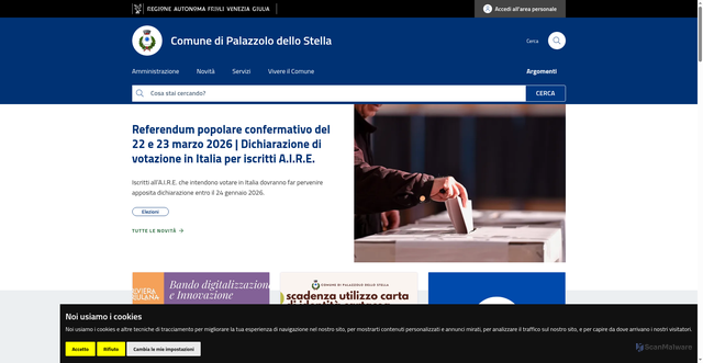 Security scan screenshot of https://www.comune.palazzolodellostella.ud.it/