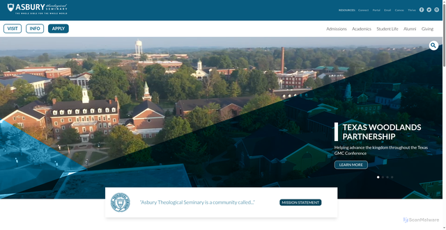 Security scan screenshot of https://asburyseminary.edu