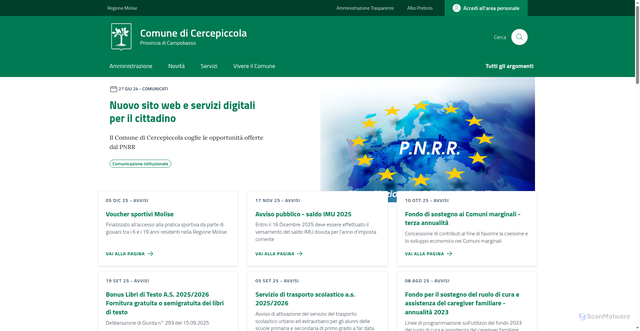 Security scan screenshot of https://comune.cercepiccola.cb.it/