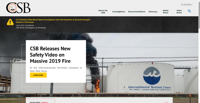 Security scan screenshot of https://www.csb.gov/
