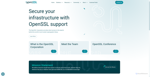 Security scan screenshot of https://openssl-corporation.org?mptk=55332fa20b5a5ffce3cd69303dec6b1628de8ff57d4d4f4fb9635b16118432884349e6b6c2eab0209357dd2ff5117e0f_fb130e404b7f5912c96650f19ec68e9c