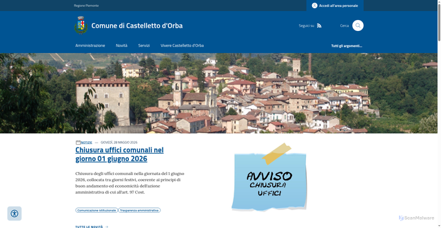 Security scan screenshot of http://www.comune.castellettodorba.al.it/#null