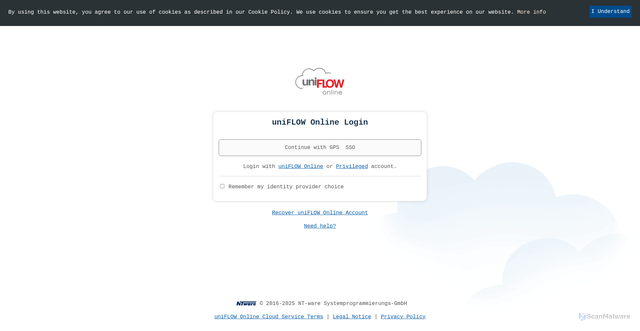 Security scan screenshot of https://gps.us.uniflowonline.com