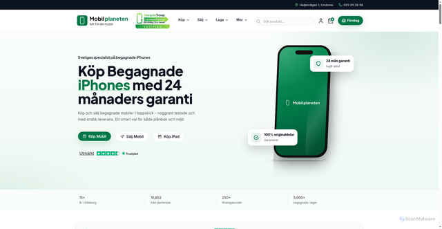 Security scan screenshot of https://mobilplaneten.se