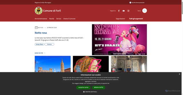 Security scan screenshot of https://www.comune.forli.fc.it