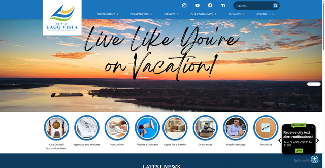 Security scan screenshot of https://lagovistatexas.gov/