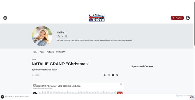 Security scan screenshot of https://1015theriver.iheart.com/featured/delilah/content/2025-12-02-51-love-someone-with-delilah-natalie-grant-christmas/