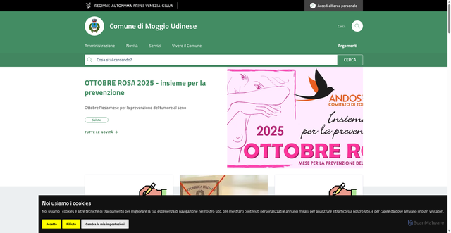 Security scan screenshot of https://www.comune.moggioudinese.ud.it/