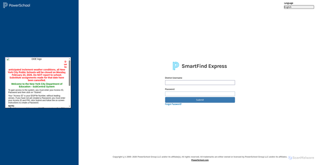 Security scan screenshot of https://subcentral.eschoolsolutions.com/logOnInitAction.do