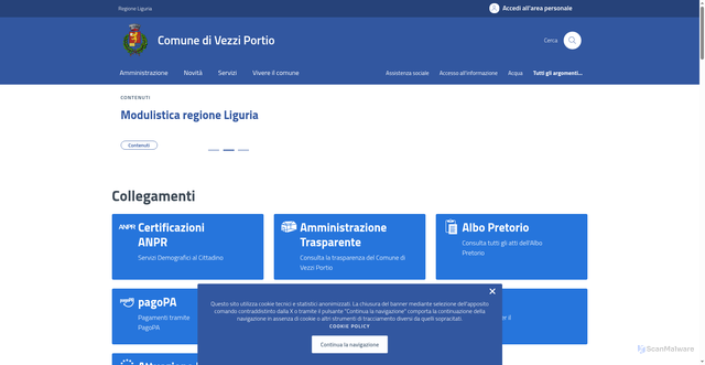 Security scan screenshot of https://comune.vezzi-portio.sv.it/