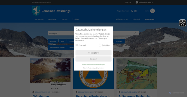 Security scan screenshot of https://www.racines.eu/de