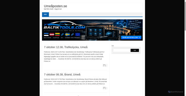 Security scan screenshot of https://umeaposten.se