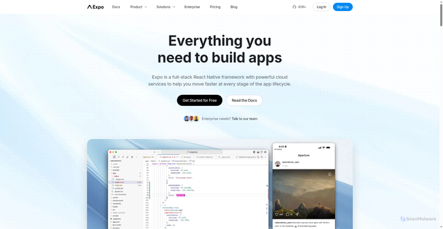 Security scan screenshot of https://expo.dev