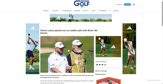 Security scan screenshot of https://worldwide.golf/tour-news/shane-lowry-new-caddie-darren-reynolds-pga-tour/