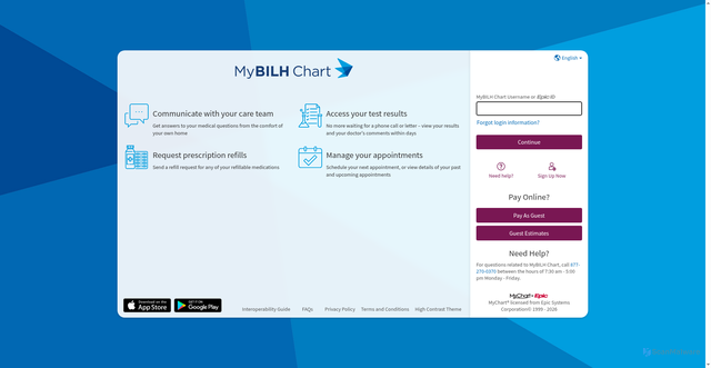 Security scan screenshot of https://mychart.bilh.org