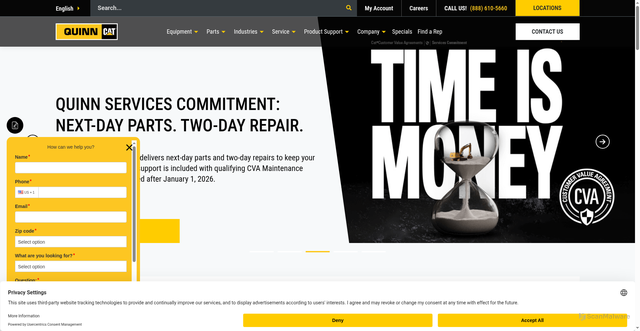 Security scan screenshot of https://www.quinncompany.com