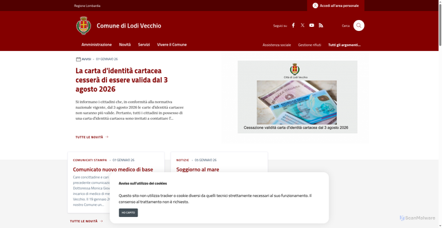 Security scan screenshot of https://www.comune.lodivecchio.lo.it/