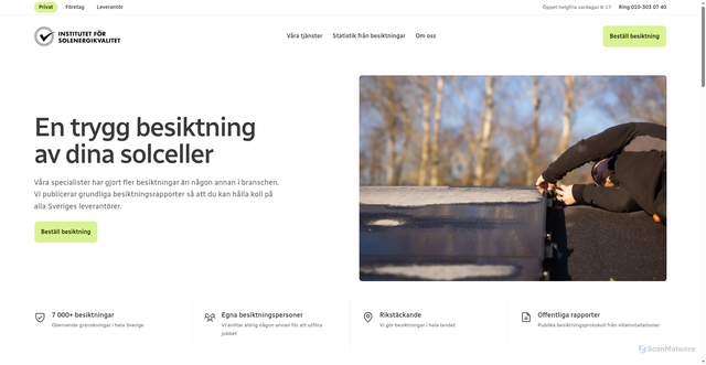Security scan screenshot of https://solenergikvalitet.se