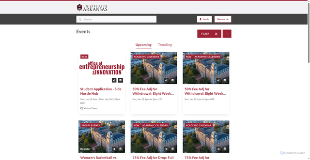 Security scan screenshot of https://calendars.uark.edu