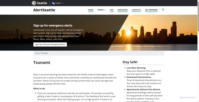 Security scan screenshot of https://alert.seattle.gov/tsunami/