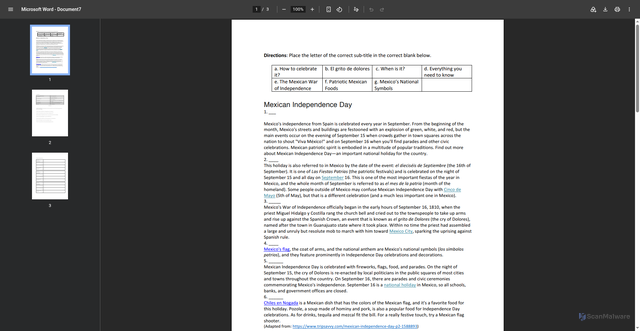 Security scan screenshot of https://learnteachtravel.com/wp-content/uploads/2018/09/Mexican-Independance-Day-Materials.pdf