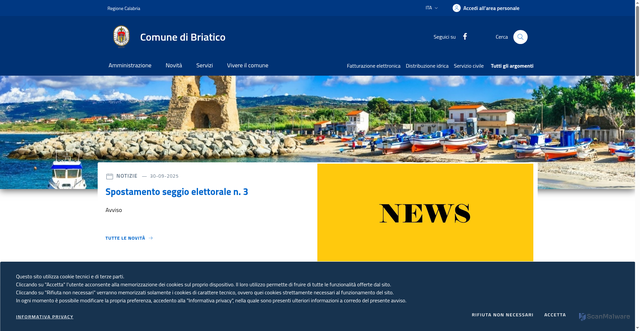 Security scan screenshot of https://www.comune.briatico.vv.it/