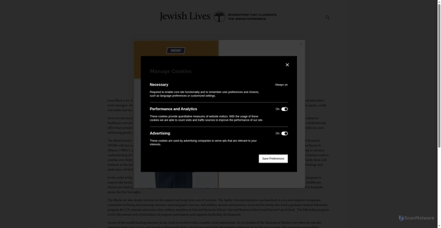 Security scan screenshot of https://www.jewishlives.org/about-leon-black