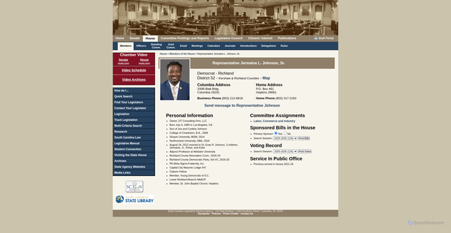 Security scan screenshot of https://www.scstatehouse.gov/member.php?code=943181705