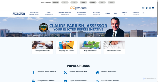 Security scan screenshot of https://ocassessor.gov/