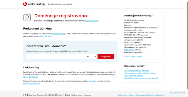 Security scan screenshot of https://webdesign-portal.cz