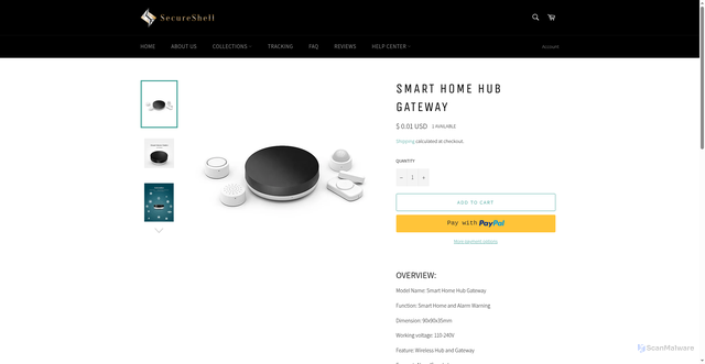 Security scan screenshot of https://secureshellict.com/products/smart-hub-gateway