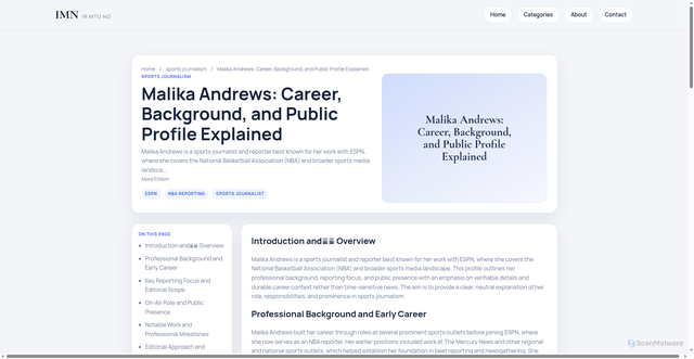 Security scan screenshot of https://ir.mtu.edu.ng/article/malika-andrews-career-background-and-public-profile-explained
